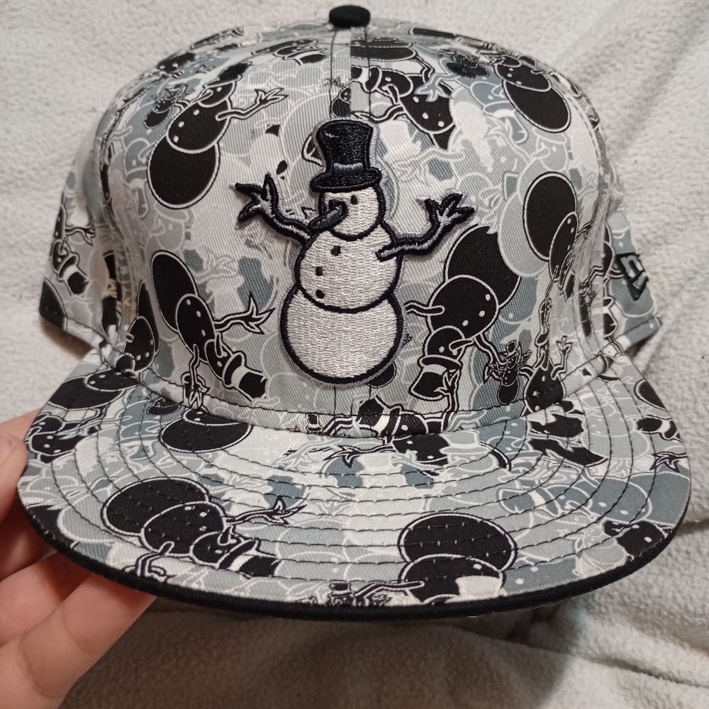 New Era Black Cap with Snowman Design